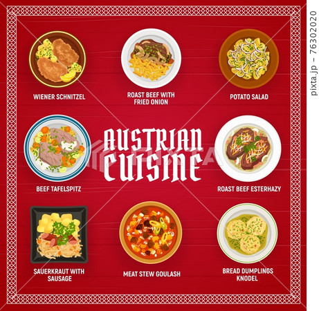 Austrian cuisine restaurant menu, vector 76302020