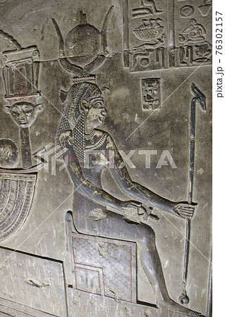 Mysterious murals on the walls of the Temple of Dendera Hathor , near the city of Ken 76302157