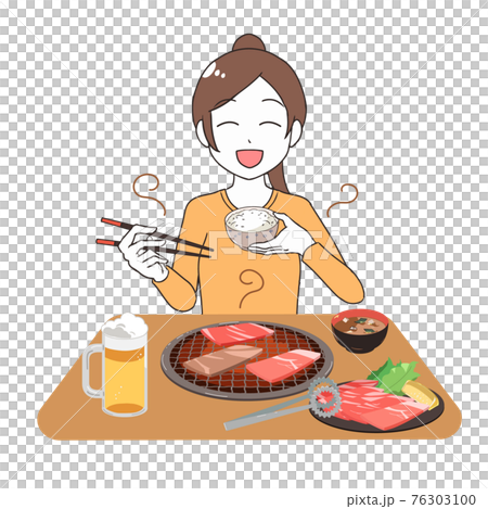 A woman who eats yakiniku and smells yakiniku 76303100