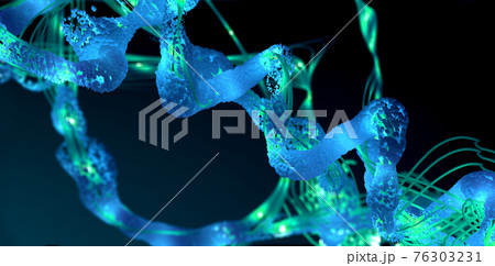 Chain of amino acid or bio molecules called protein - 3d illustration Chain of amino acid or bio molecules called protein - 3d illustration 76303231