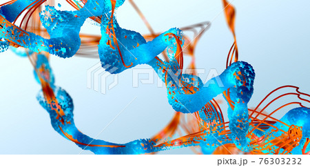 Chain of amino acid or bio molecules called protein - 3d illustration Chain of amino acid or bio molecules called protein - 3d illustration 76303232