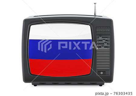 Russian Television concept. TV set with flag of Russia. 3D rendering 76303435