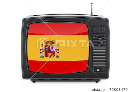 Spanish Television concept. TV set with flag of Spain. 3D rendering 76303476