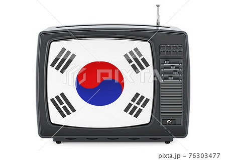 South Korean Television concept. TV set with flag of South Korea. 3D rendering 76303477