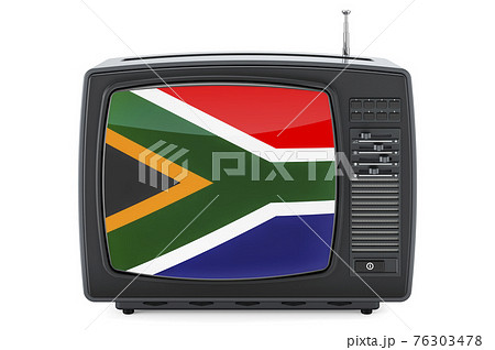 South African Television concept. TV set with flag of South Africa. 3D rendering 76303478