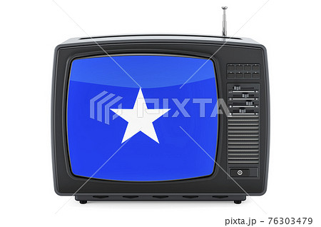 Somali Television concept. TV set with flag of Somalia. 3D rendering 76303479