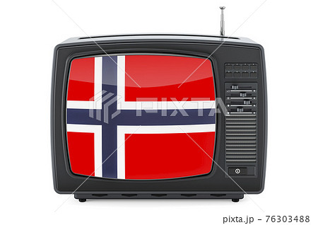 Norwegian Television concept. TV set with flag of Norway. 3D rendering 76303488