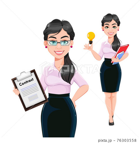 Successful business woman cartoon character 76303558
