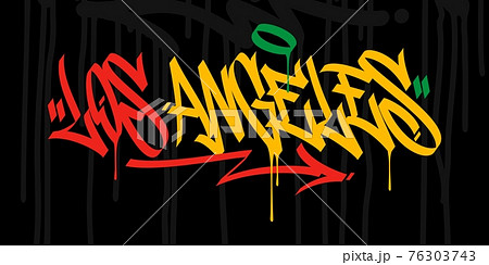 Los angeles word graffiti style letters hand Vector Image