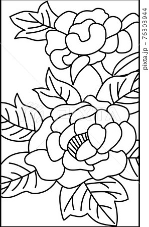 花札 水無月 牡丹 6月 牡丹のカス イラスト アイコンのイラスト素材