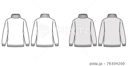 Sweater Exaggerated Turtleneck technical fashion illustration with long sleeves, oversized, hip length, knit rib trim. Sweater Exaggerated Turtleneck technical fashion illustration with long sleeves, oversized, hip length, knit rib trim. 76304200