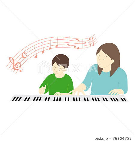 ピアノのレッスンを受けている子供のイラスト ピアノのレッスンを受けている子供のイラスト 76304755