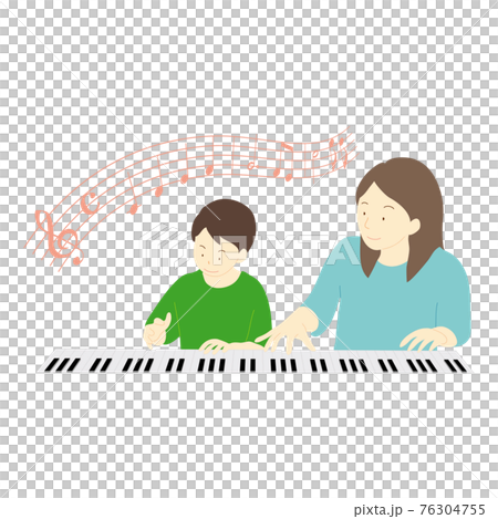ピアノのレッスンを受けている子供のイラスト ピアノのレッスンを受けている子供のイラスト 76304755