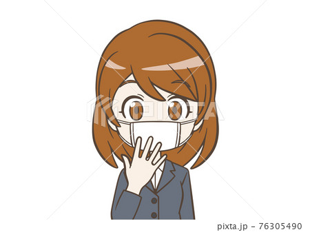 びっくりするマスクをつけたスーツ姿の女性 76305490