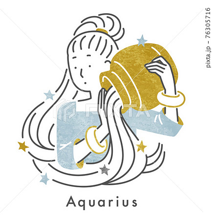 十二星座のみずがめ座の女の子（ベクター） 76305716