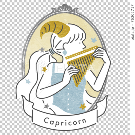 十二星座のやぎ座の女の子・フレームあり(ベクター) 十二星座のやぎ座の女の子・フレームあり(ベクター) 76305717