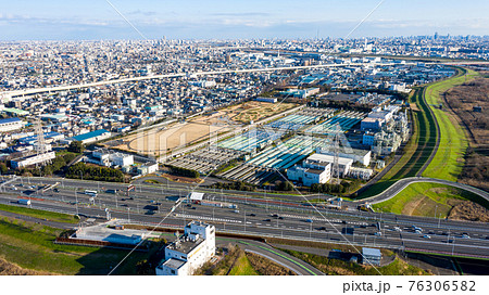 空撮「埼玉県」外環自動車道戸田西IC周辺 空撮「埼玉県」外環自動車道戸田西IC周辺 76306582
