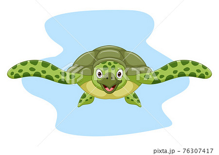 Cartoon sea turtle swimming in the ocean - Stock Illustration [76307417] -  PIXTA