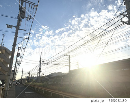広島県 広島電鉄沿い 夕焼け 広島県 広島電鉄沿い 夕焼け 76308180