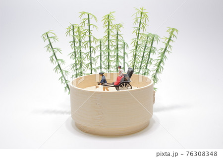 a mini figure of Rickshaw at Steamer with bamboo 76308348