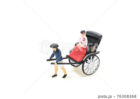 a scale of figure Bicycle rickshaw for Japanese people and traveler foreigner sit a scale of figure Bicycle rickshaw for Japanese people and traveler foreigner sit 76308368