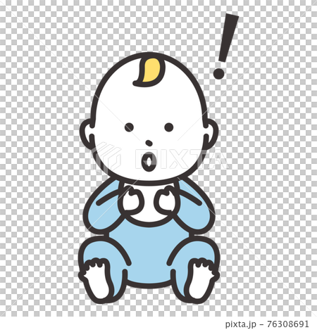 赤ちゃん　男の子　表情　驚く 76308691