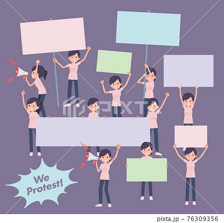 flat type medical staff woman_Protest-action 76309356