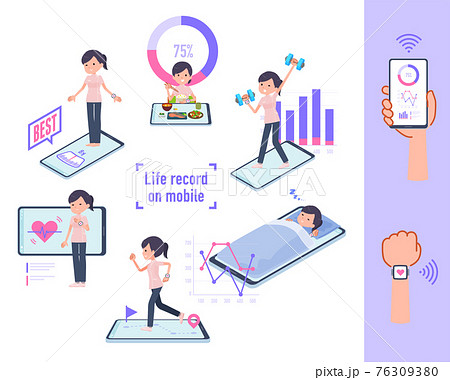 flat type medical staff woman_Lifelog-on-mobile 76309380