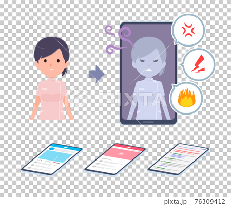 flat type medical staff woman_Anonymous-on-mobile flat type medical staff woman_Anonymous-on-mobile 76309412