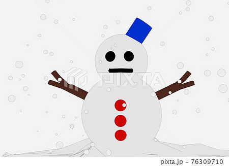 可愛い雪ダルマと積もる雪 可愛い雪ダルマと積もる雪 76309710