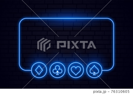 casino playing card neon symbols frame background 76310605