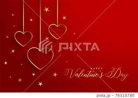 elegant golden hearts on red valentines day background 76310780