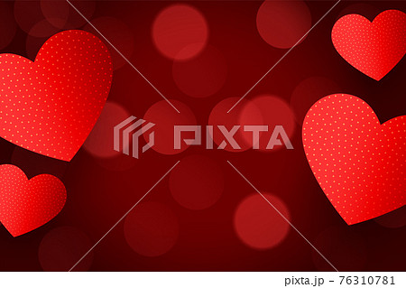 lovely red hearts background with bokeh effect 76310781
