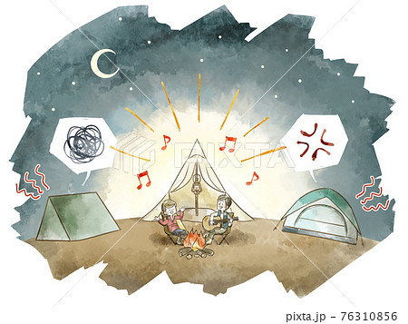 キャンプ場で夜中に騒ぐ迷惑カップル キャンプ場で夜中に騒ぐ迷惑カップル 76310856