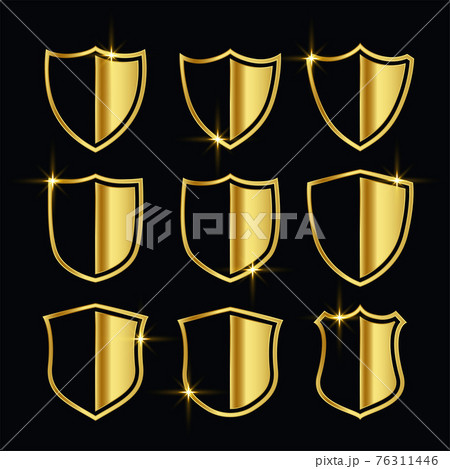 Nice Golden Security Symbols Or Shield Icons Setのイラスト素材