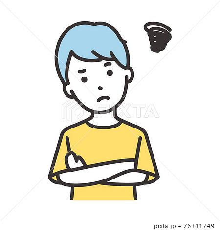 子供 男の子 表情 悩むのイラスト素材
