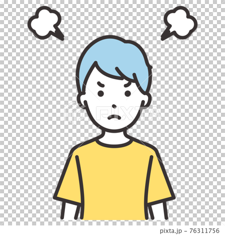 兒童男孩面部表情生氣 76311756