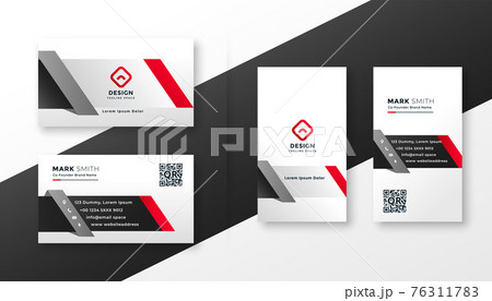 corporate business card design template in red ang gray colors 76311783