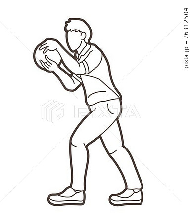 Bowling Sport Male Player Pose Cartoon Graphic Vector 76312504