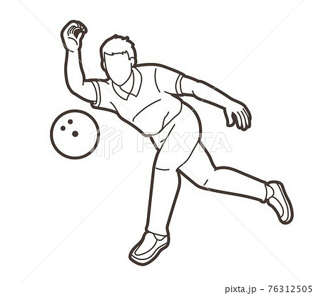 Bowling Sport Male Player Pose Cartoon Graphic Vector 76312505