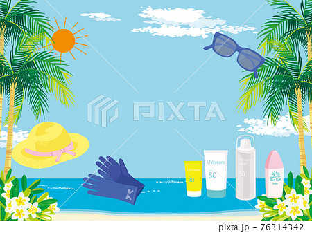 夏の紫外線対策イメージイラスト 夏の紫外線対策イメージイラスト 76314342