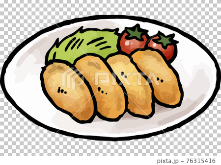 【手描きベクターイラスト素材】牡蠣フライのイラスト 76315416