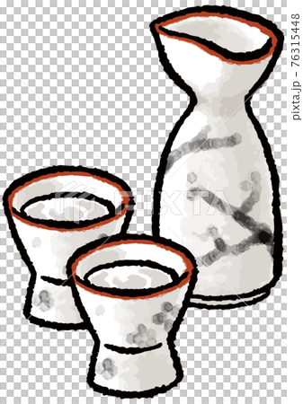 【手描きベクターイラスト素材】お猪口と徳利のイラスト 【手描きベクターイラスト素材】お猪口と徳利のイラスト 76315448