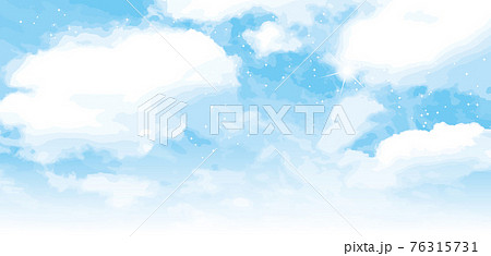 さわやかな夏の青空と雲のイラスト素材
