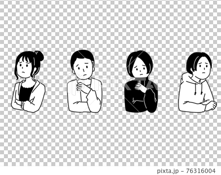 一組四位思考的青年男女 一組四位思考的青年男女 76316004