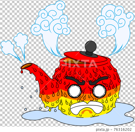 熱中症をやかんのキャラクターで表現したイラスト 76316202