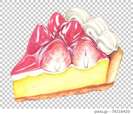 苺タルトケーキ 【手描き水彩画】のイラスト素材 [76316420] - PIXTA
