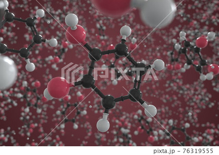 Catechol molecule made with balls, scientific molecular model. Chemical 3d rendering 76319555