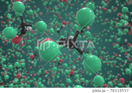 Chloral molecule, ball-and-stick molecular model. Chemical 3d rendering 76319557
