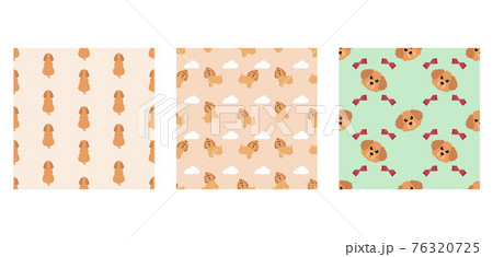 Set Character Seamless Pattern Animal Of Cute Poodle Dog Can Be Used as Designs Wallpapers or Backgrounds. Vector Illustration Set Character Seamless Pattern Animal Of Cute Poodle Dog Can Be Used as Designs Wallpapers or Backgrounds. Vector Illustration 76320725